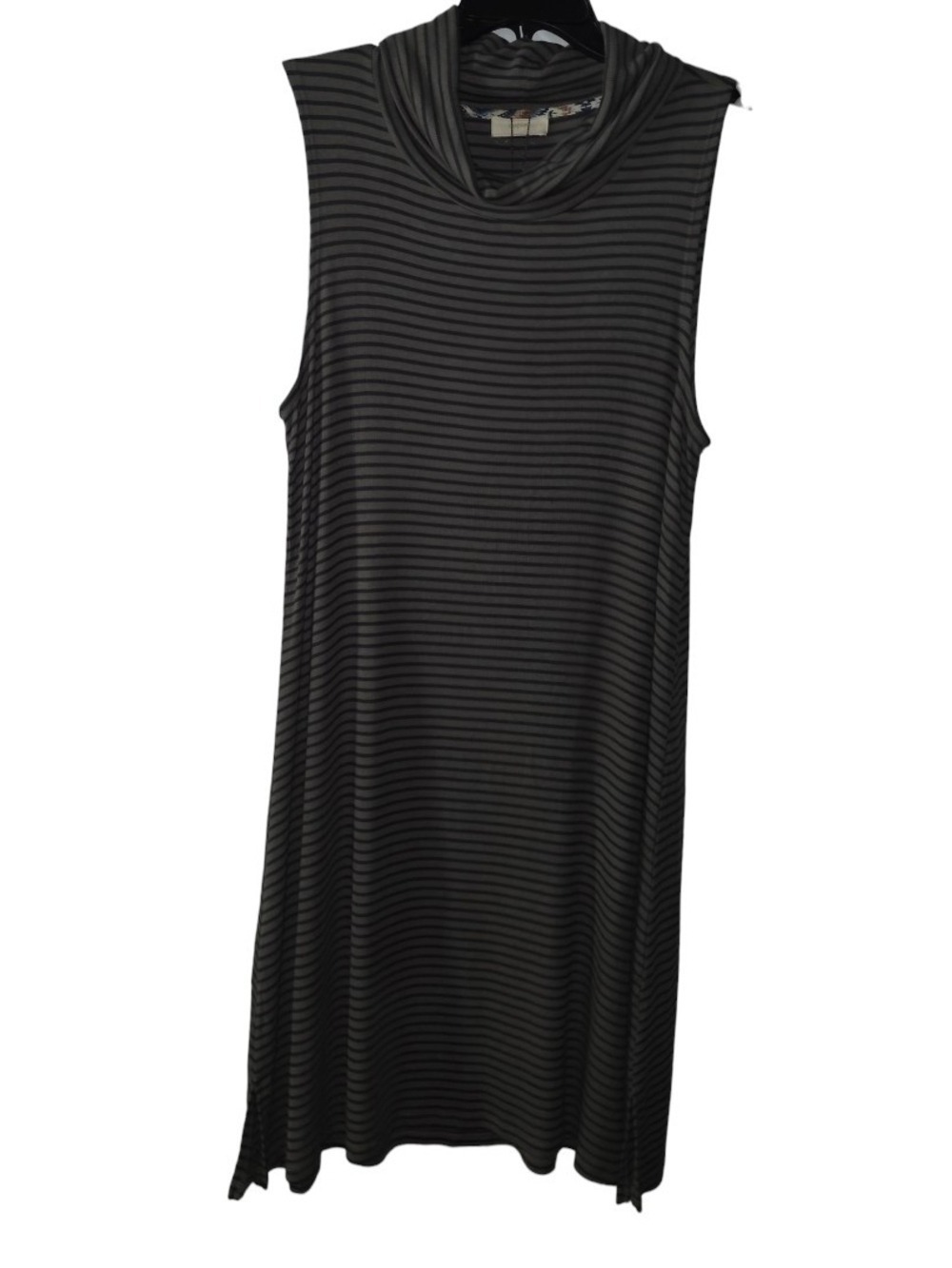 Cupio Blush Dress Green Black Striped Sleeveless XL